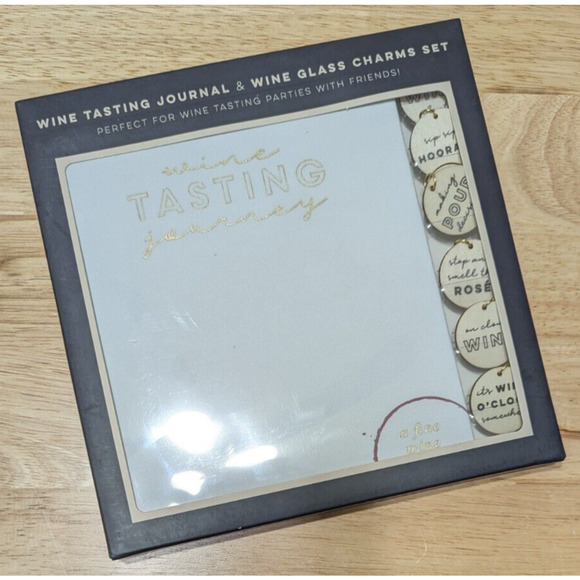 Wine Tasting Journal & Wine Glass Charms Set for Wine Tasting & Parties 6 Charms - Picture 2 of 8